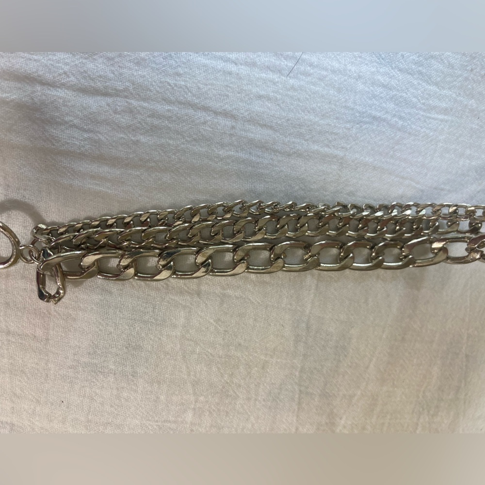 Multi Chain Silver Tone Link Bracelet Toggle Clasp - image 6